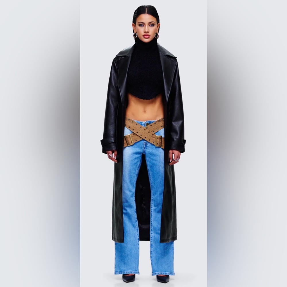 Finesse Ara Black Vegan Leather Coat